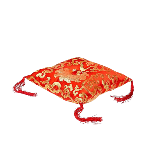 Coussin pour bol Tibétain or et rouge - 24cm