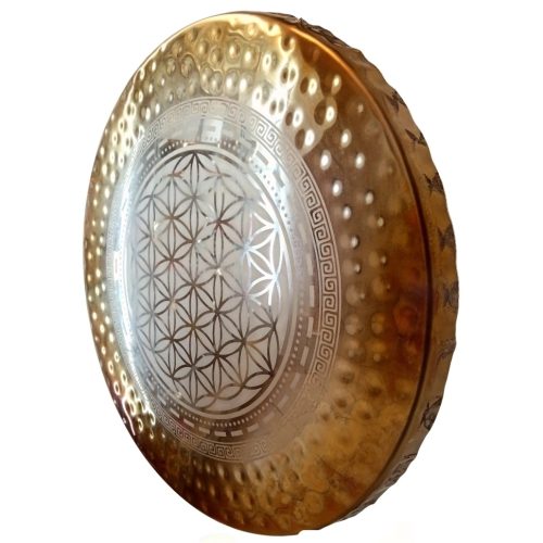Gong miroir - Gravé Fleur de vie - 50cm